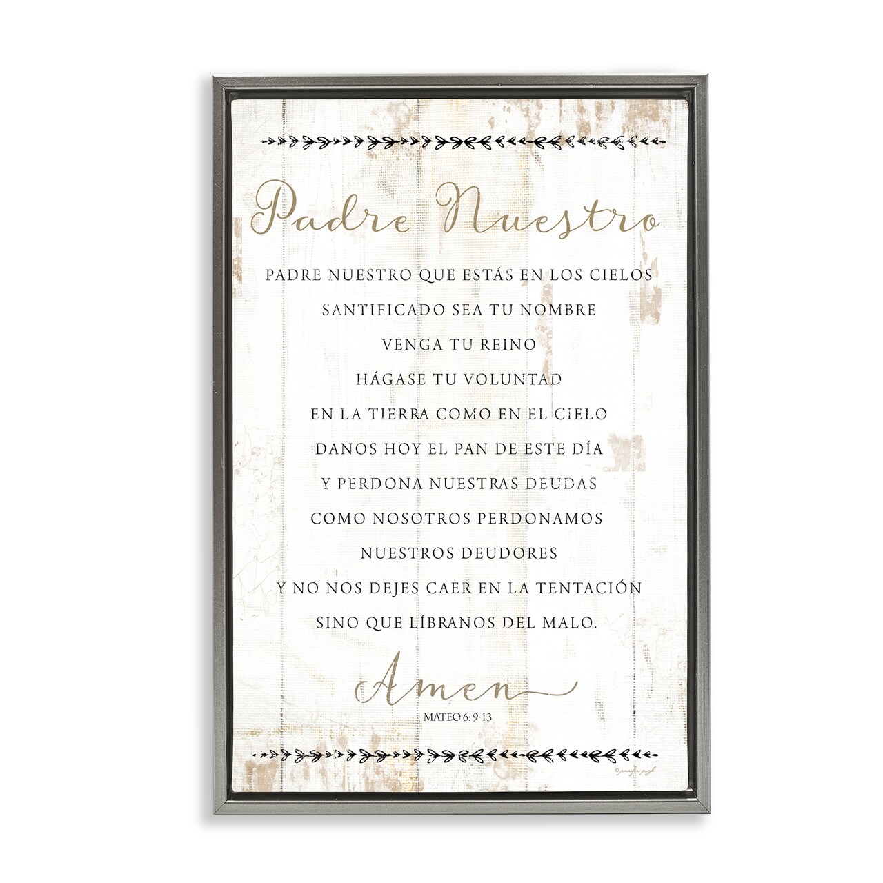 Stupell Industries Padre Nuestro Oración Framed Floater Canvas Wall Art